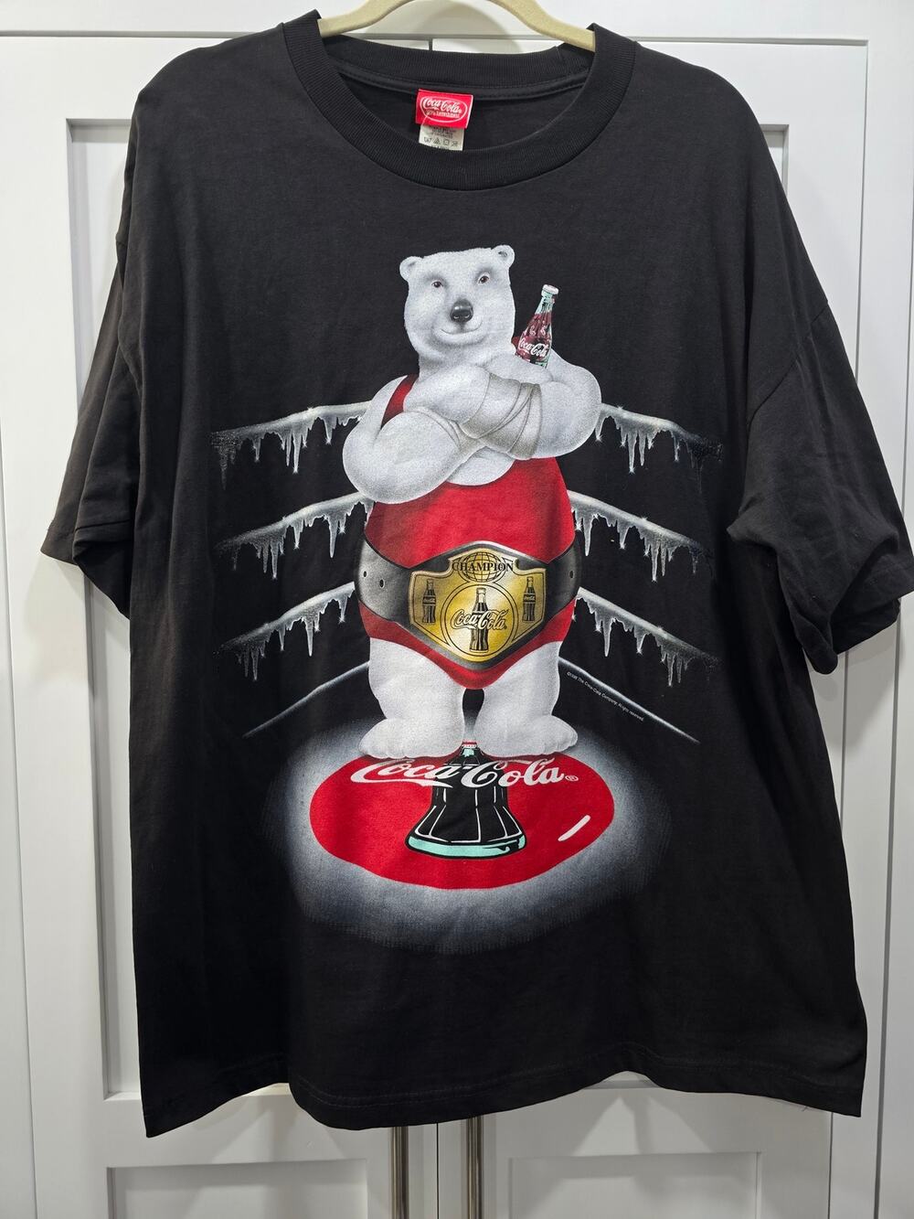 Vintage 1998 Coca-Cola Polar Bear Graphic Tee Made in USA XL NWT Deadstock